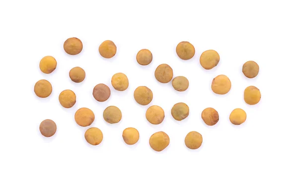 Lentils Isolated White Background Top View — Stock Photo, Image