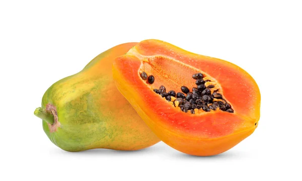 Papaya Skiver Isolert Hvit Bakgrunn – stockfoto