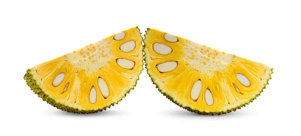 Спелые Наполовину Jackfruit Изолированы Белом Фоне — стоковое фото