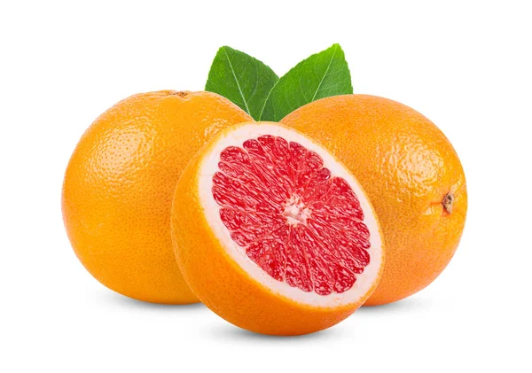 Roze Grapefruit Citrusvruchten Geïsoleerd Witte Achtergrond Volledige Velddiepte — Stockfoto