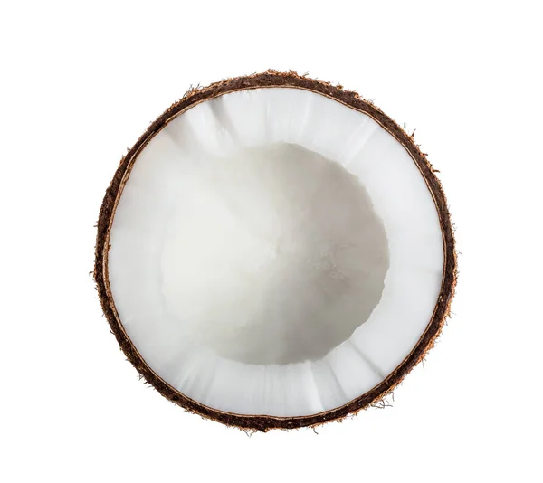 Coconut Half Isolerad Vit Bakgrund Ovanifrån — Stockfoto