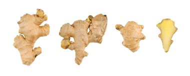 Zencefil beyaz arkaplan üst görünümünde izole