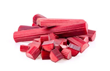 Rubarb beyaz bir arka planda saplanır.