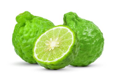 bergamot ya da kaffir beyaz arkaplanda izole edildi