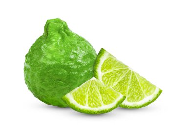bergamot ya da kaffir beyaz arkaplanda izole edildi