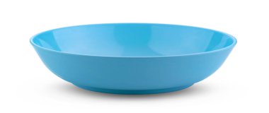 Beyaz arkaplanda izole edilmiş boş mavi kase