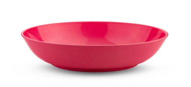 Beyaz arkaplanda boş kırmızı kase