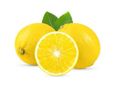 beyaz arkaplanda yaprak izole limon