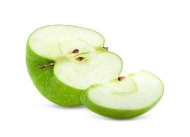 Beyaz arka planda yarı yeşil elma izole