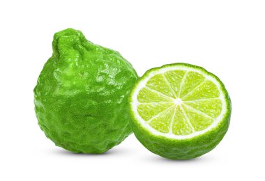 bergamot ya da kaffir beyaz arkaplanda izole edildi