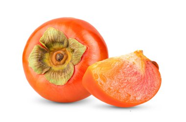 Beyaz arka planda izole edilmiş taze olgun hurmalar. tam alan derinliği