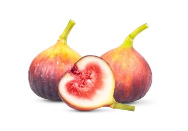 Beyaz arka planda izole edilmiş taze incirler