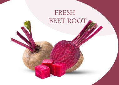 Pembe ve beyaz arka planda taze pancar kökü