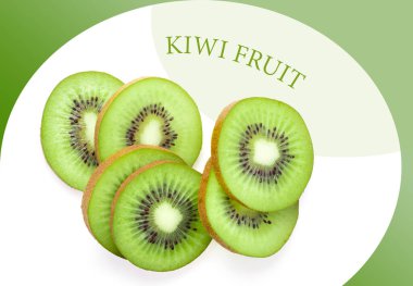 Desen renginde izole edilmiş taze kivi meyvesi.