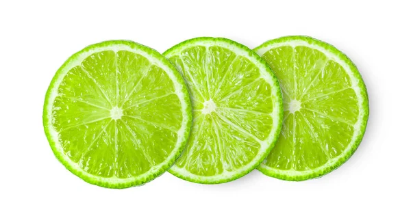 Succosa Fetta Lime Isolata Fondo Bianco Vista Dall Alto — Foto Stock