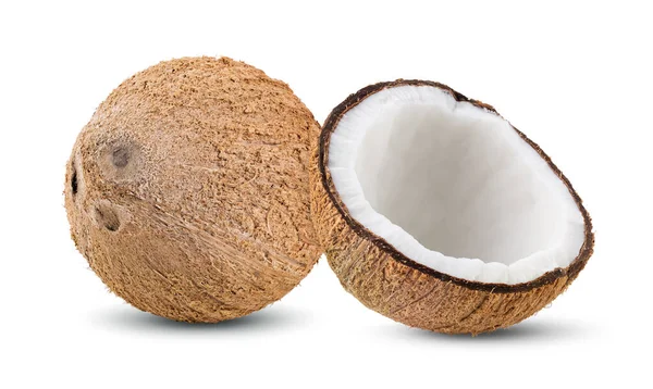 Kokos Izolowany Białym Tle Pełna Głębia Ostrości — Zdjęcie stockowe