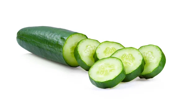 Cucumber Sliced Isolated White Background Full Depth Field — Stock Photo, Image