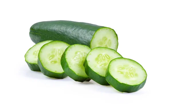 Cucumber Sliced Isolated White Background Full Depth Field — Stock Photo, Image