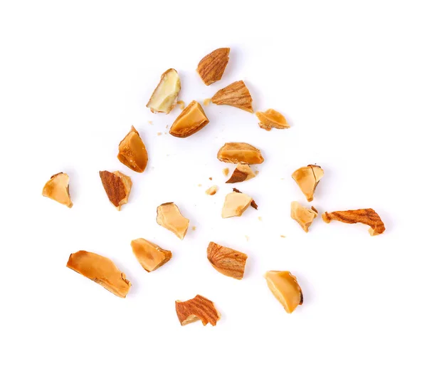 Pieces Almonds Isolated White Background — Stock Photo, Image
