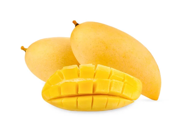 Rijp Geel Mango Geïsoleerd Witte Achtergrond — Stockfoto