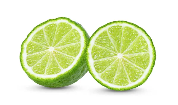 Helft Van Bergamot Kaffir Geïsoleerd Witte Achtergrond — Stockfoto