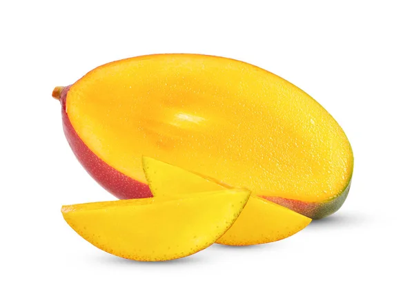 Half Rijp Mango Geïsoleerd Witte Achtergrond — Stockfoto