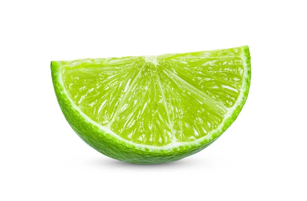 Slice Limoen Geïsoleerd Witte Achtergrond — Stockfoto