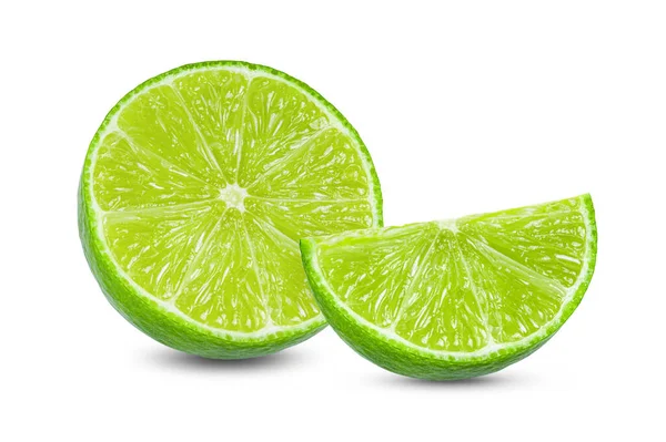 Φέτα Lime Απομονωμένη Λευκό Φόντο — Φωτογραφία Αρχείου