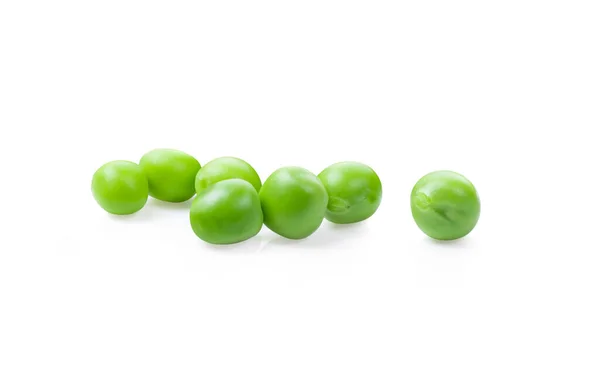 Grüne Erbsen Isoliert Auf Weißem Hintergrund Volle Schärfentiefe — Stockfoto