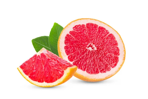 Růžový Pomeranč Nebo Grapefruit Listy Izolovanými Bílém Pozadí Plná Hloubka — Stock fotografie