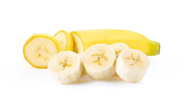 白地に隔離されたバナナスライス — ストック写真