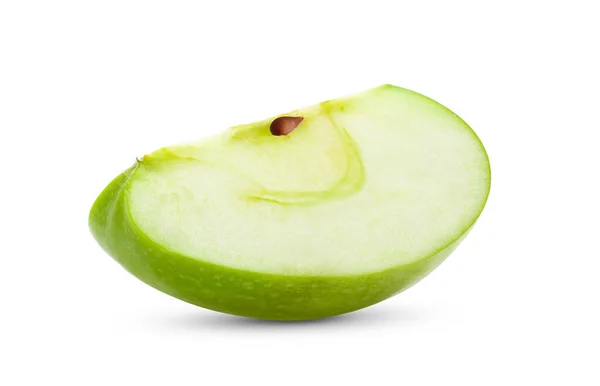 Rebanada Manzana Verde Aislada Sobre Fondo Blanco — Foto de Stock