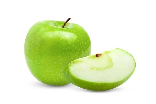 Zelené Jablko Izolované Bílém Pozadí — Stock fotografie
