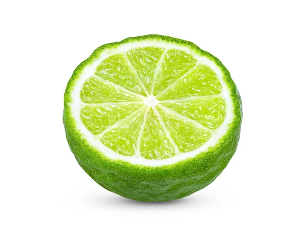 Helft Van Bergamot Kaffir Geïsoleerd Witte Achtergrond — Stockfoto