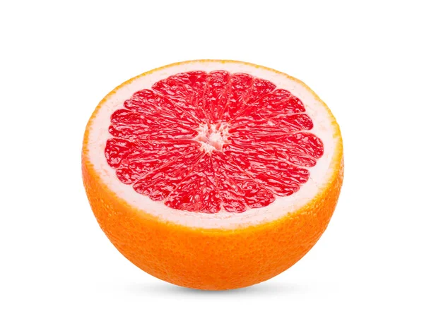 Polovina Růžová Oranžová Nebo Grapefruit Plátkem Izolované Bílém Pozadí — Stock fotografie