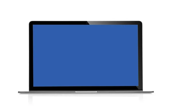 Laptop Com Espaço Azul Vazio Isolado Fundo Branco — Fotografia de Stock