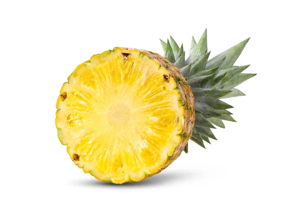 Ananas Met Plakjes Geïsoleerd Witte Achtergrond — Stockfoto