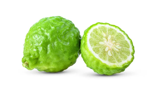 Bergamot Nebo Kaffir Izolované Bílém Pozadí — Stock fotografie