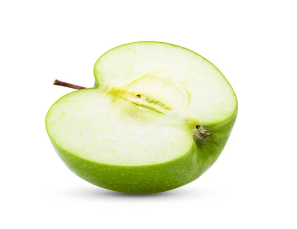 Plátek Zelené Jablko Izolované Bílém Pozadí — Stock fotografie