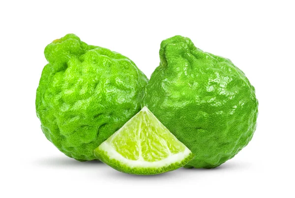 Bergamot Atau Kaffir Diisolasi Pada Latar Belakang Putih — Stok Foto