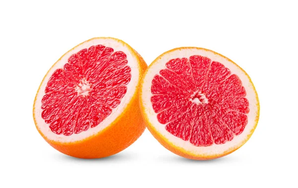 Grapefruit Met Plak Geïsoleerd Witte Achtergrond — Stockfoto