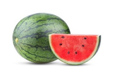 Beyaz arka planda izole edilmiş karpuz. tam alan derinliği
