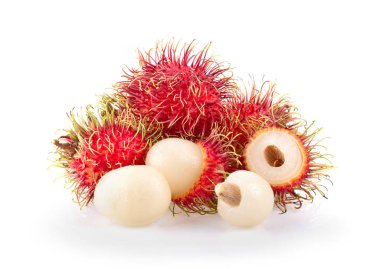 Rambutan tatlı lezzetli meyve beyaz arka planda izole