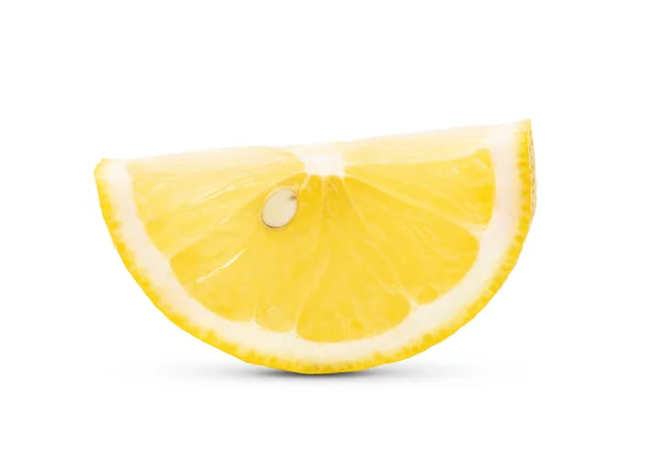 Ломтик Лимона Изолирован Белой Спинке — стоковое фото