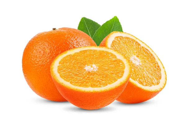 Orange Zitrusfrüchte Mit Blatt Isoliert Auf Weißem Hintergrund — Stockfoto