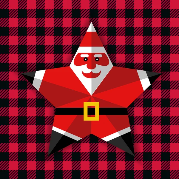 Point Star Santa Estilo Corte Papel Ilustración Vector Navidad — Archivo Imágenes Vectoriales