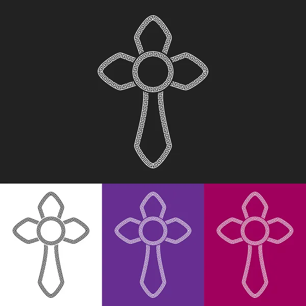 シルエットの装飾的なクロス キリスト教信仰の象徴として装飾的な十字の図 — ストックベクタ