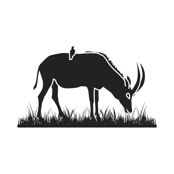 Silhouette Antilope Africana Illustrazione Una Silhouette Antilope Africana Sfondo Bianco — Vettoriale Stock