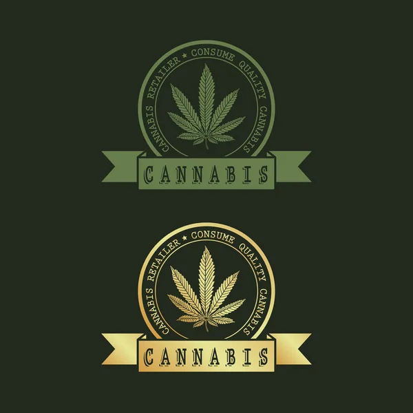 大麻のロゴデザイン 背景として大麻のイラスト デザイン — ストックベクタ