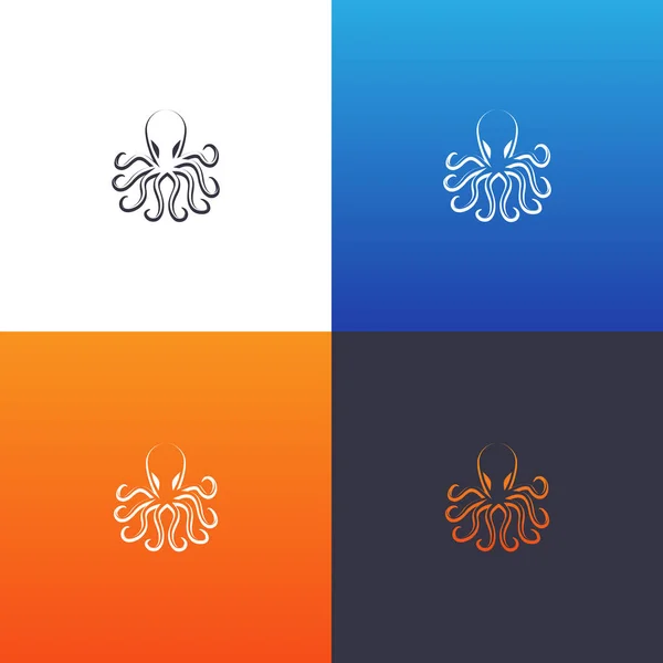 八达通剪影集 章鱼剪影设置为标志设计的插图 — 图库矢量图片